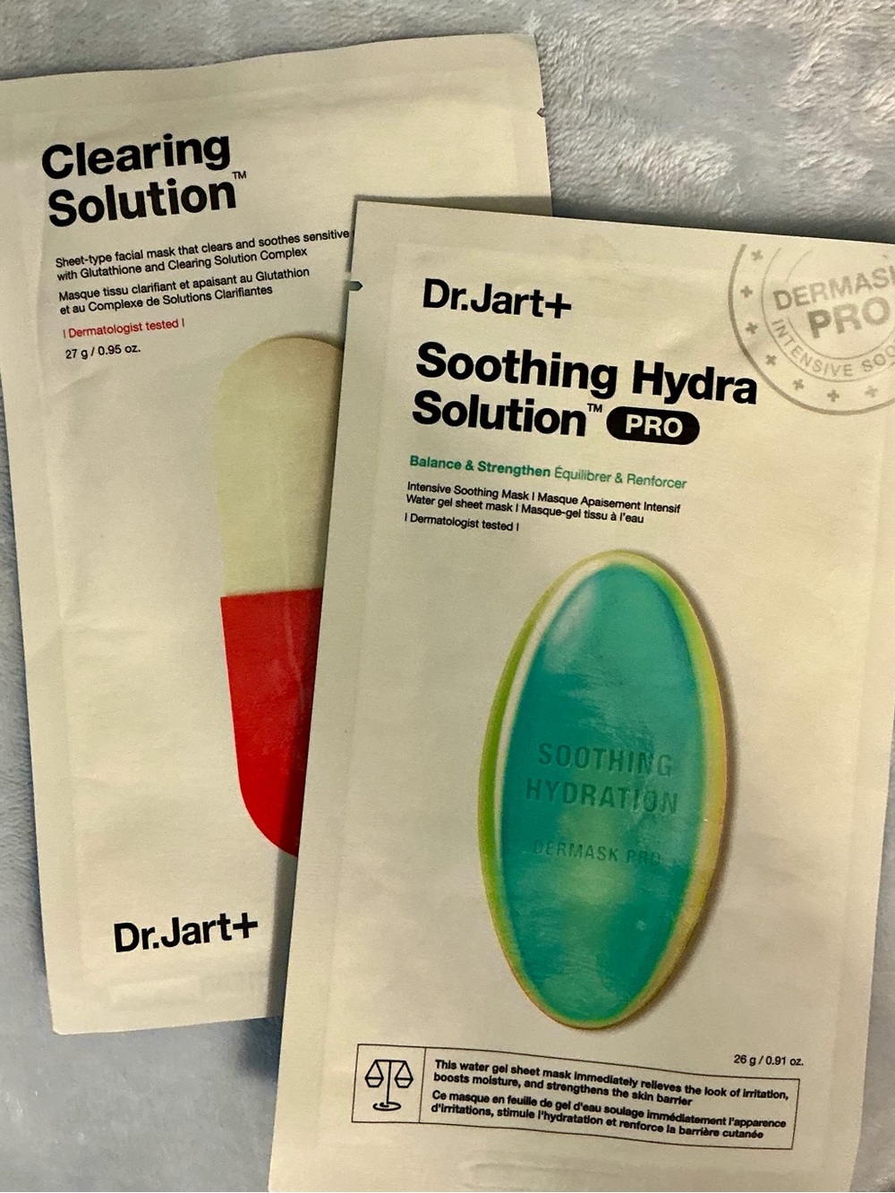 Dr. Jart+ Soothing Hydra Solution PRO Sheet Mask and clearing solution mask